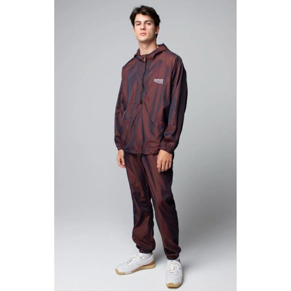 Talentless Men’s Reflective Track Pants Nylon Brown MERLOT Small